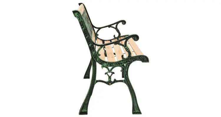 Banca de gradina, 122 cm, fonta si lemn masiv de brad — imaginea 3