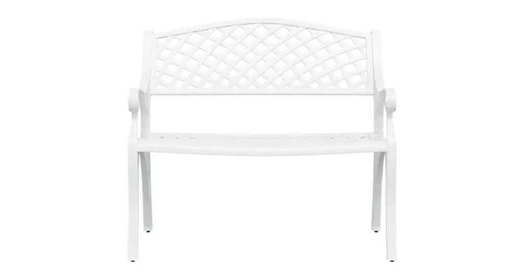 Banca de gradina, alb, 102 cm, aluminiu turnat — imaginea 3