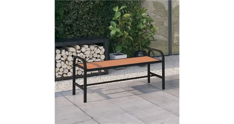 Banca de gradina, maro si negru, 124,5 cm, otel si wpc