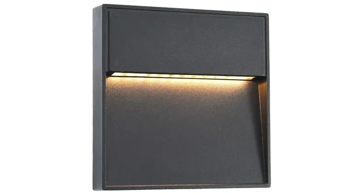 Lampi de perete led de exterior, 2 buc., negru, 3 w, patrat — imaginea 2