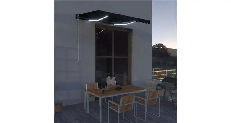 Copertina retractabila cu senzor vant & led antracit 300x250 cm — imaginea 4