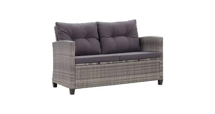 Set mobilier gradina cu perne, 6 piese, gri inchis, poliratan — imaginea 3