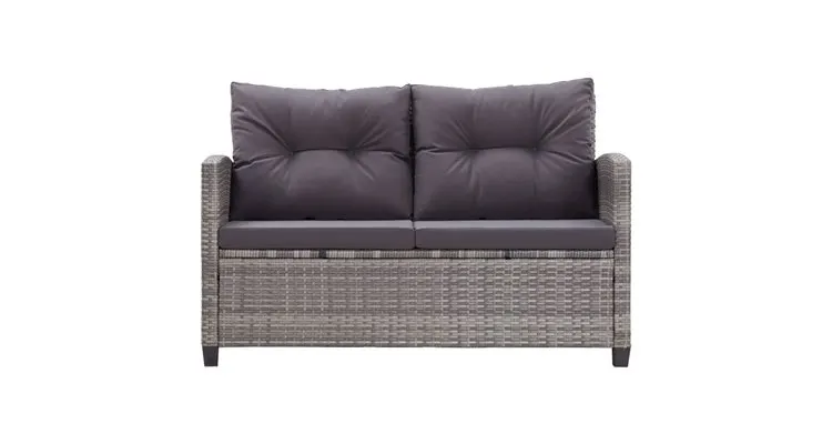 Set mobilier gradina cu perne, 6 piese, gri inchis, poliratan — imaginea 4