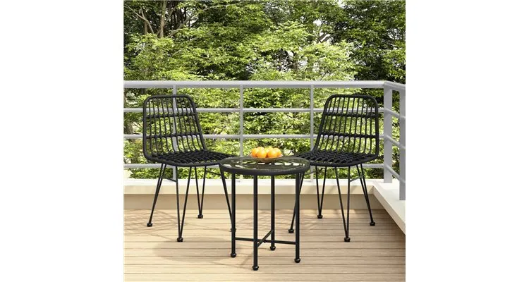Scaune de gradina 2 buc., negru, 48x62x84 cm, ratan pe — imaginea 2