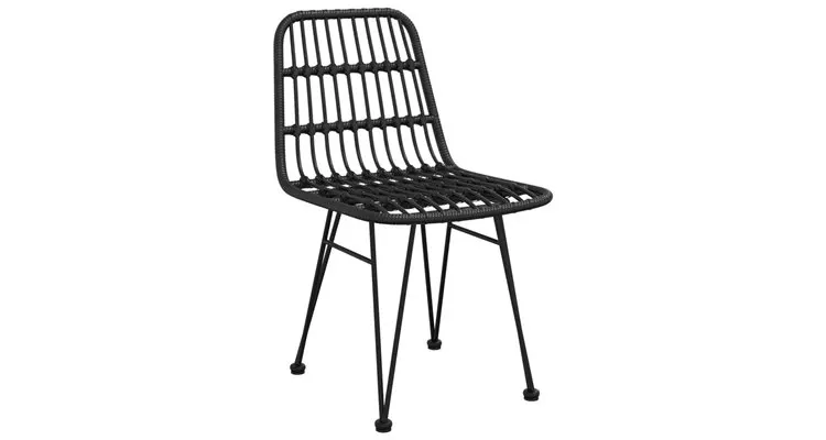 Scaune de gradina 2 buc., negru, 48x62x84 cm, ratan pe — imaginea 3