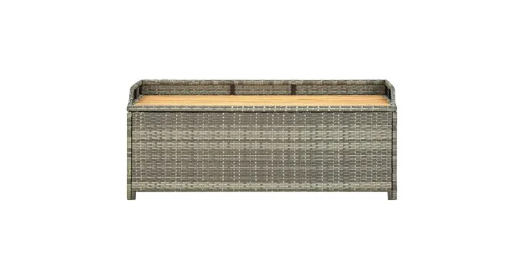 Banca de depozitare pentru gradina, gri, 120 cm, poliratan — imaginea 3