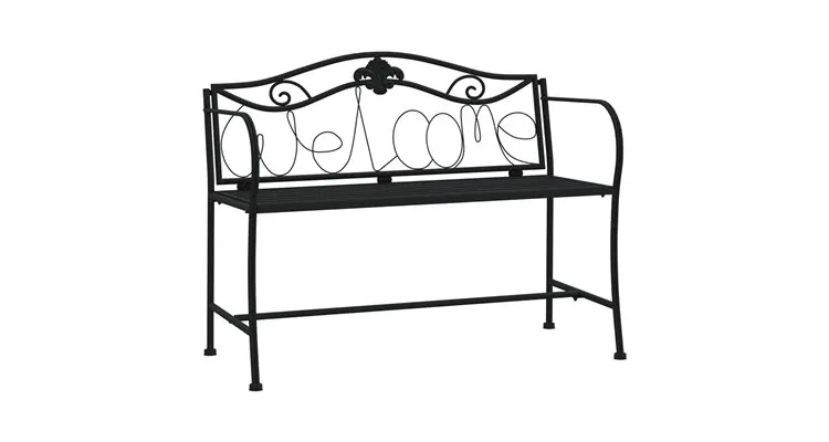 Banca de gradina cu 2 locuri, negru, 104 cm, otel — imaginea 2