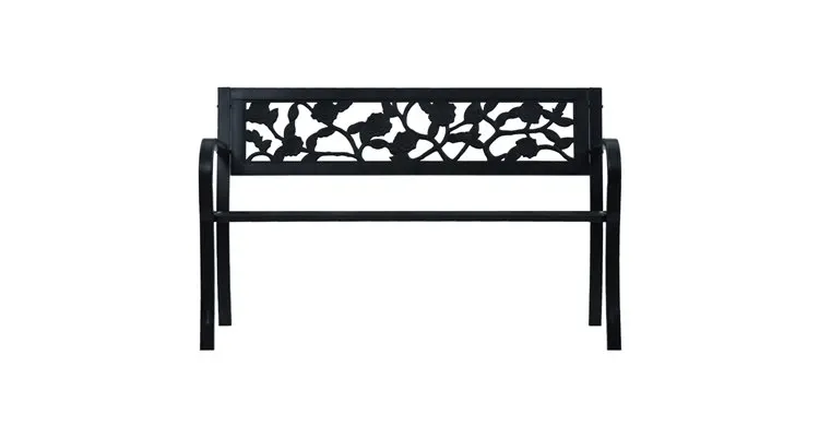 Banca de gradina, negru, 125 cm, otel — imaginea 2