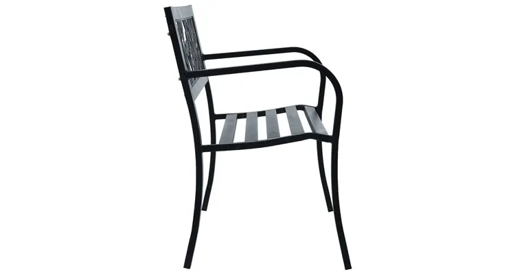 Banca de gradina, negru, 125 cm, otel — imaginea 3