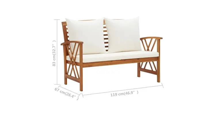 Set mobilier gradina cu perne, 5 piese, lemn masiv de acacia — imaginea 5