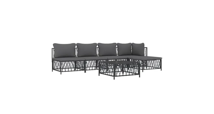Set mobilier de gradina, 6 piese, cu perne, antracit, otel — imaginea 3