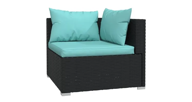 Set mobilier de gradina cu perne, 5 piese, negru, poliratan — imaginea 3