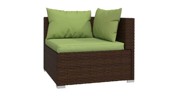 Set mobilier de gradina cu perne, 5 piese, maro, poliratan — imaginea 3