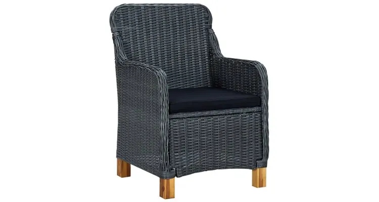 Set mobilier exterior cu perne, 7 piese, gri inchis, poliratan — imaginea 4