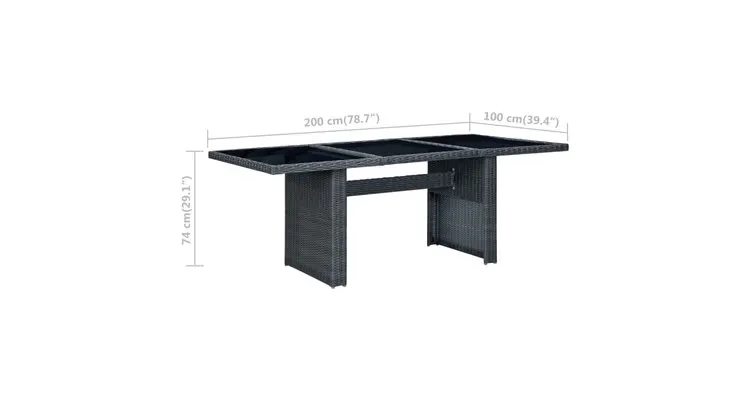 Set mobilier exterior cu perne, 7 piese, gri inchis, poliratan — imaginea 5