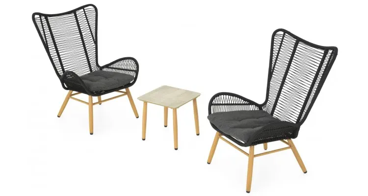 BODEH Set mobilier terasă/grădină, 2 fotolii si măsuță