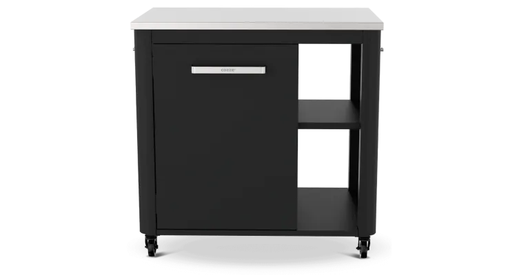 Modul bucatarie de exterior cu o usa si un raft lateral, cu blat de lucru din inox Cozze negru 90x60x90 cm 90527