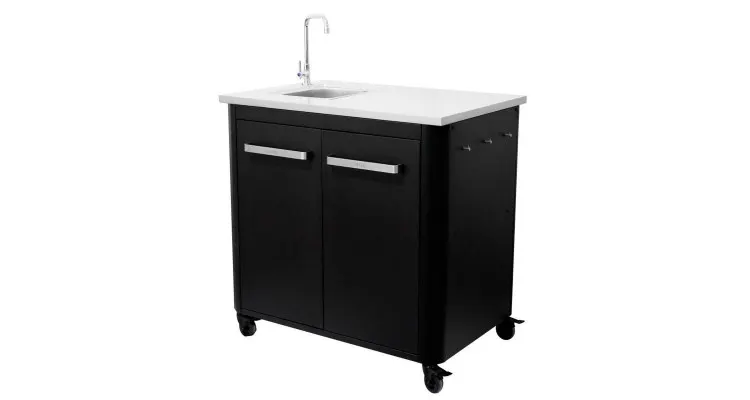Modul bucatarie de exterior cu doua usi, cu chiuveta, robinet si blat de lucru din inox Cozze negru 90x60x90 cm 90529