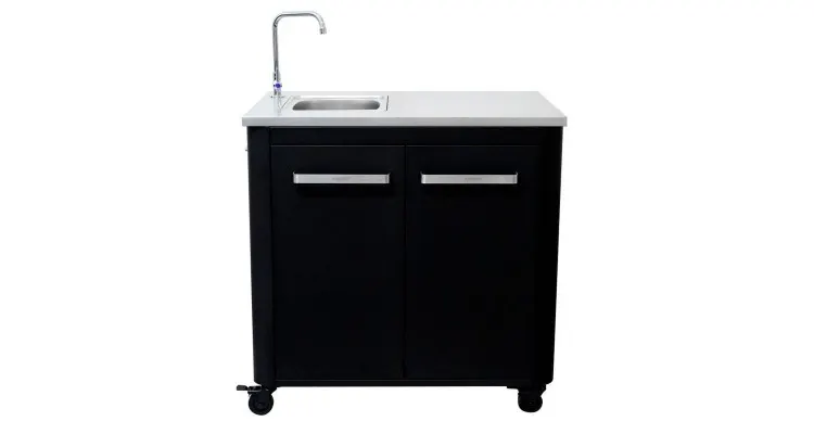 Modul bucatarie de exterior cu doua usi, cu chiuveta, robinet si blat de lucru din inox Cozze negru 90x60x90 cm 90529 — imaginea 2