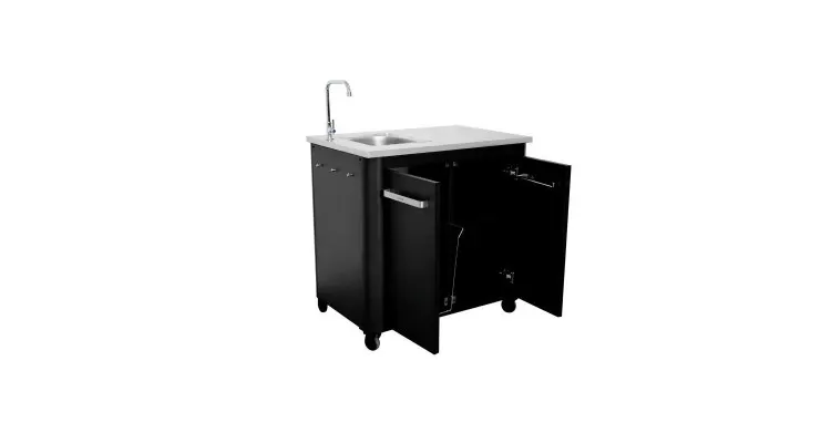 Modul bucatarie de exterior cu doua usi, cu chiuveta, robinet si blat de lucru din inox Cozze negru 90x60x90 cm 90529 — imaginea 3