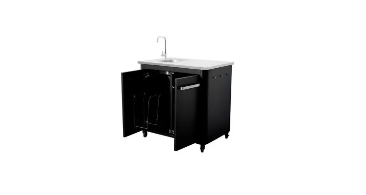 Modul bucatarie de exterior cu doua usi, cu chiuveta, robinet si blat de lucru din inox Cozze negru 90x60x90 cm 90529 — imaginea 4