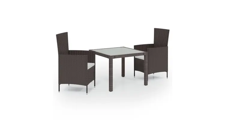 Set mobilier de exterior, 3 piese, maro, poliratan — imaginea 2