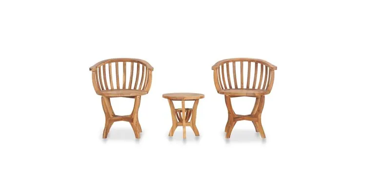 Set mobilier de bistro, 3 piese, lemn masiv de tec — imaginea 2
