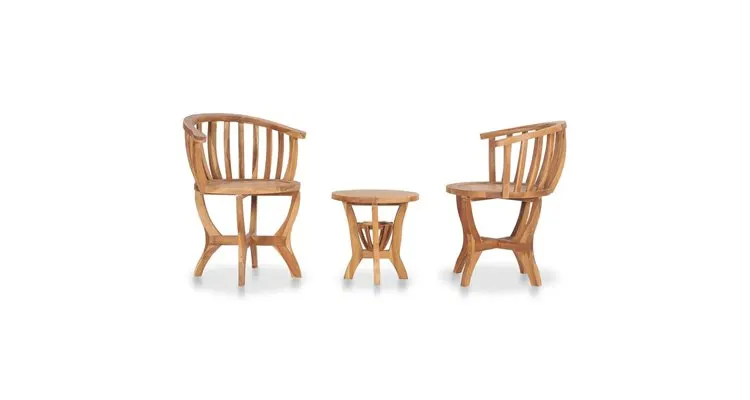 Set mobilier de bistro, 3 piese, lemn masiv de tec — imaginea 3