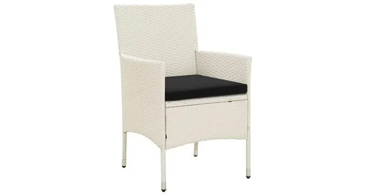 Set mobilier de exterior cu perne, 3 piese, alb, poliratan — imaginea 3