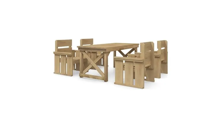 Set mobilier de gradina, 5 piese, lemn de pin tratat — imaginea 2