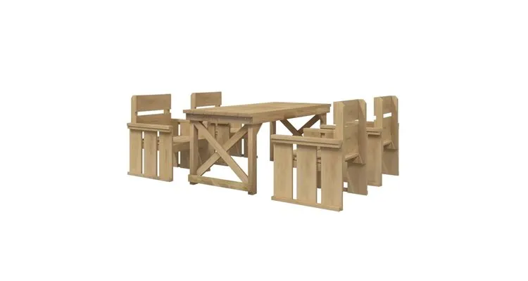 Set mobilier de gradina, 5 piese, lemn de pin tratat — imaginea 3