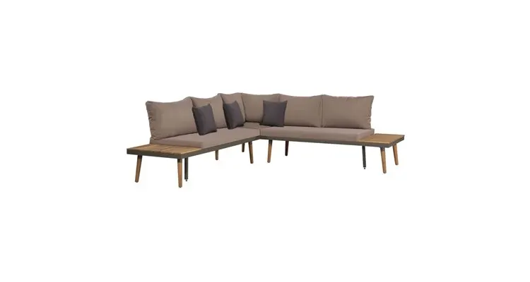 Set mobilier gradina cu perne, 4 piese, maro, lemn acacia — imaginea 2