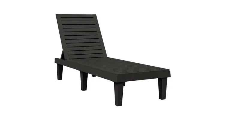 Sezlong, negru, 155x58x83 cm, polipropilena — imaginea 2