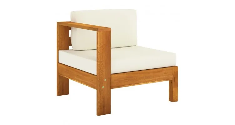 Set mobilier gradina perne alb crem, 5 piese, lemn masiv acacia — imaginea 3
