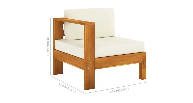 Set mobilier gradina perne alb crem, 5 piese, lemn masiv acacia — imaginea 4