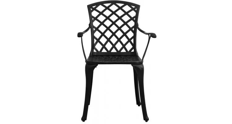 Set mobilier bistro, 3 piese, negru, aluminiu turnat — imaginea 2