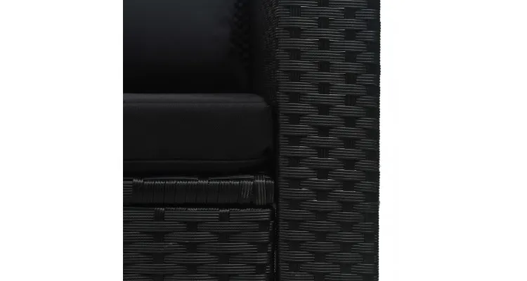 Set mobilier de gradina cu perne, 6 piese, negru, poliratan — imaginea 4