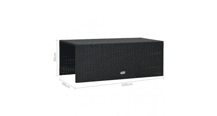 Set mobilier de gradina cu perne, 6 piese, negru, poliratan — imaginea 5