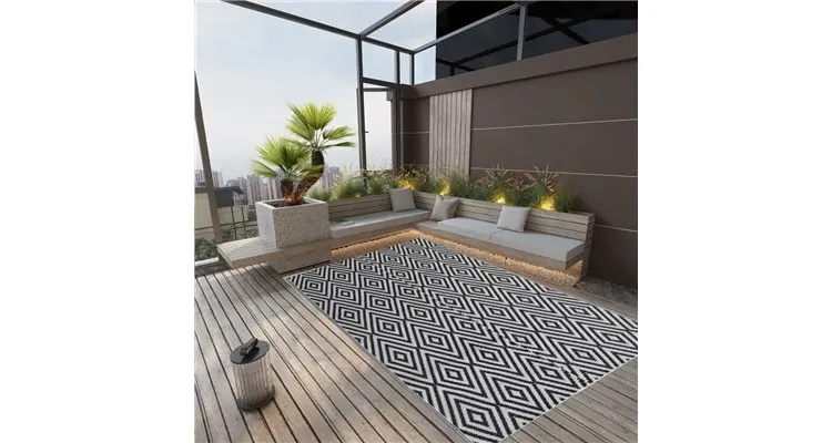 Covor de exterior, negru, 140x200 cm, pp — imaginea 2