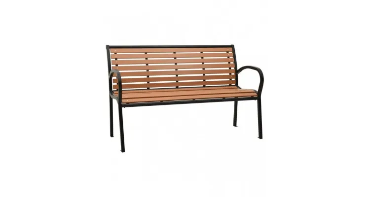 Banca de gradina, negru si maro, 125 cm, otel si wpc