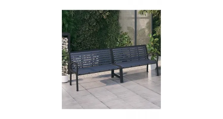 Banca dubla de gradina, negru, 251 cm, otel si wpc