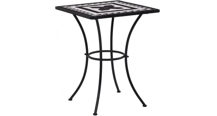 Set de bistro mozaic, 3 piese, negru cu alb, mozaic ceramic, 279414 — imaginea 2