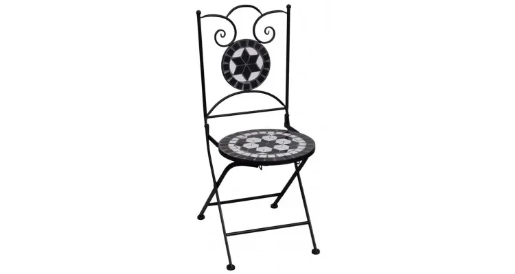 Set de bistro mozaic, 3 piese, negru cu alb, mozaic ceramic, 279414 — imaginea 3