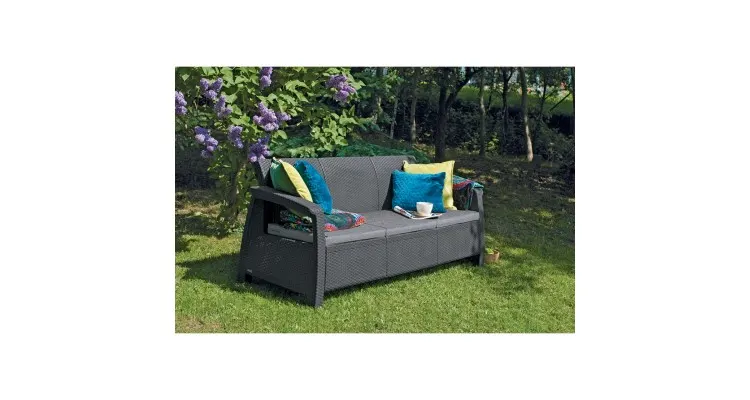 Canapea pentru gradina si terasa Keter Corfu Love Seat Max 258975 gri antracit — imaginea 3