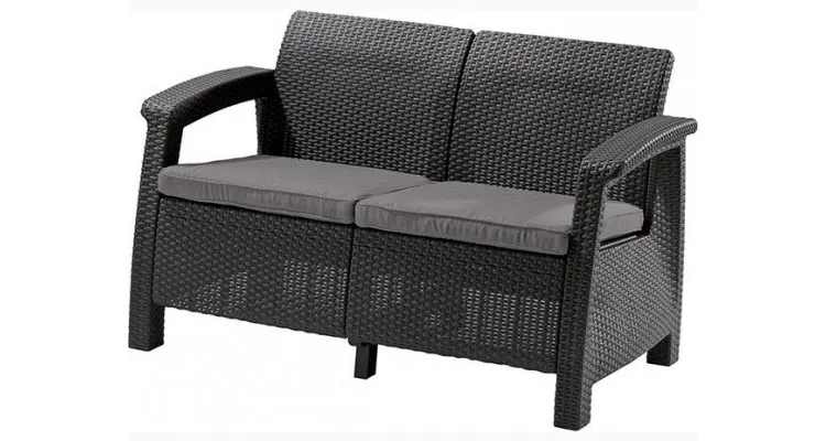 Canapea de grădină Keter Corfu II Love Seat 258973 Grafit, 2 locuri