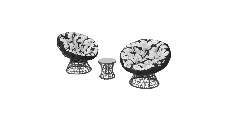 Set 2 fotolii rotative si masuta CORAL negru mix negru alb — imaginea 4
