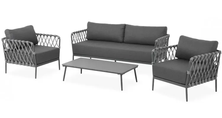 Set mobilier gradina, 2 fotolii, canapea si masuta MARRAKESH gri cu antracit — imaginea 2