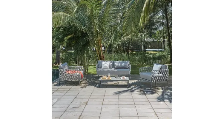 Set mobilier gradina, 2 fotolii, canapea si masuta MARRAKESH gri cu antracit — imaginea 4