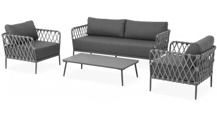 Set mobilier gradina, 2 fotolii, canapea si masuta MARRAKESH gri cu antracit — imaginea 5