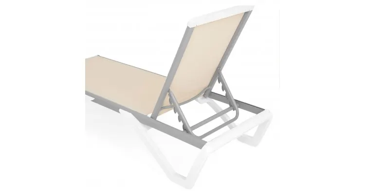Set 2 sezlonguri si masuta YATI lungime 170 latime 68.8 inaltime 31 99 alb cu crem — imaginea 2